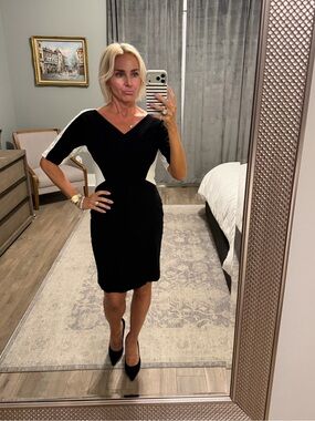 ANN TAYLOR Black & White Ponte knit dress